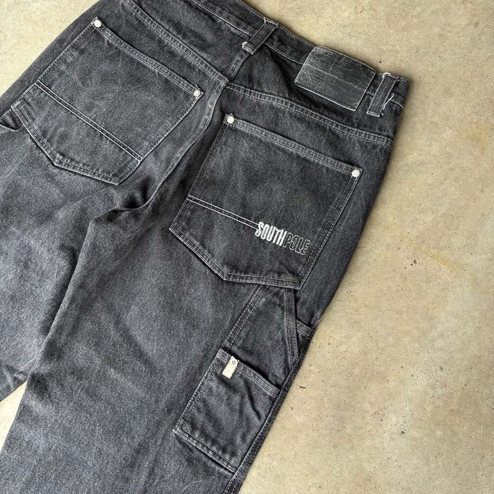 Southpole Y2K Vintage Black Baggy Wide Leg Cargo Skater Jeans